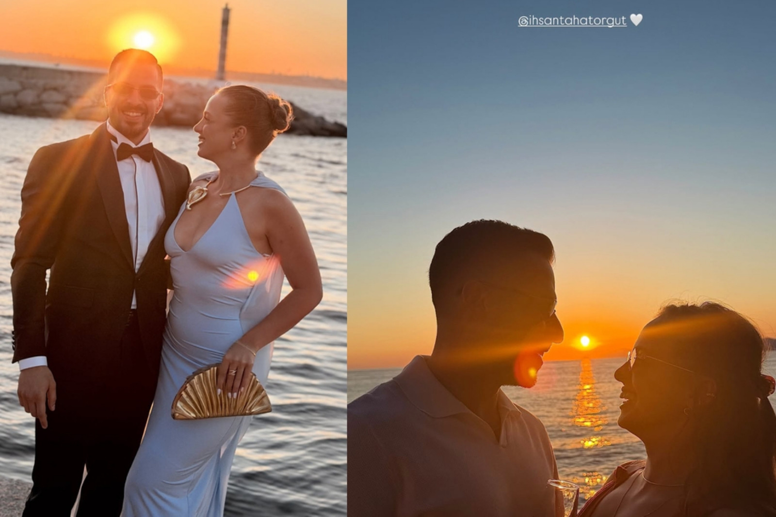 İpek Filiz Yazıcı ve İhsan Taha Torğut'tan gün batımlı düğün pozu