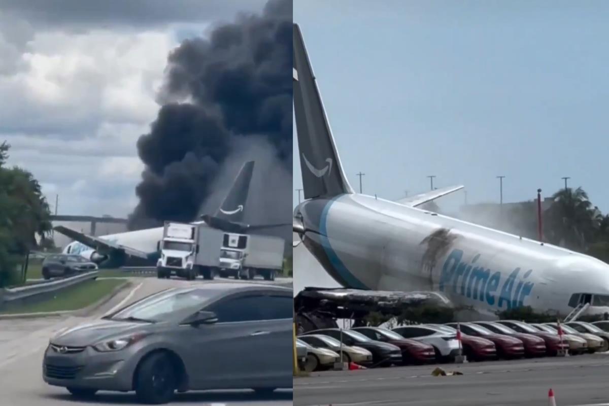 Amazon Air filosundaki dev kargo uçağı Miami Havalimanı'na inerken pistten çıktı