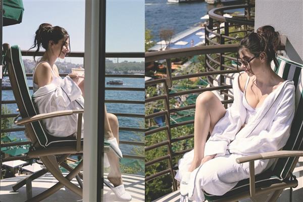 Nesrin Cavadzade'den bornozlu balkon pozları