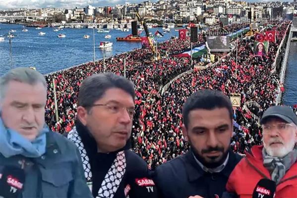 Gazze için Galata Köprüsü yürüyüşüne yoğun ilgi