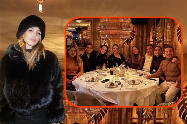 Aslışah Alkoçlar, Kaan Demirağ çifti dostlarıyla birlikte Courchevel'de kayak tatilinde