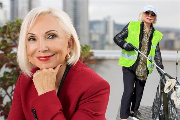 OPET'in kurucu ortağı Nurten Öztürk, çevre kirliliğine dikkat çekmek için doğada temizlik yaparak sahaya indi