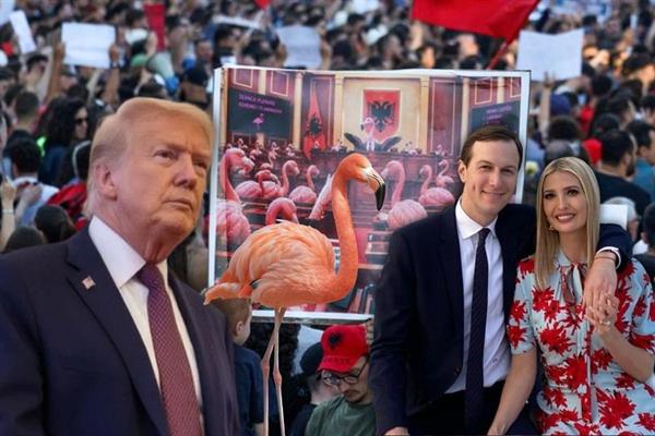 Flamingolar, ABD Başkanı Trump'ın damadı Jared Kushner'in Arnavutluk'ta yaptırdığı tatil köyüne karşı başlayan protestoların simgesi oldu