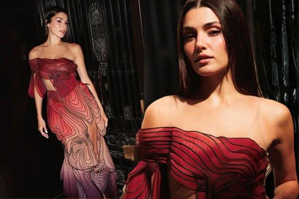 Paris'te Hande Erçel rüzgarı, moda haftasına damga vurdu