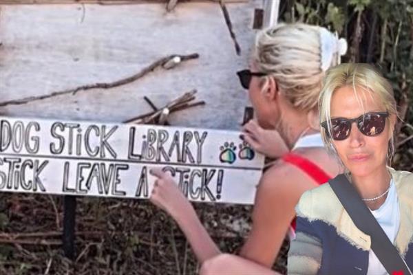 Derin Mermerci'den ABD'den neşeli tatil pozları, köpekler için hazırlanan 'Dog Stick Library' dikkat çekti